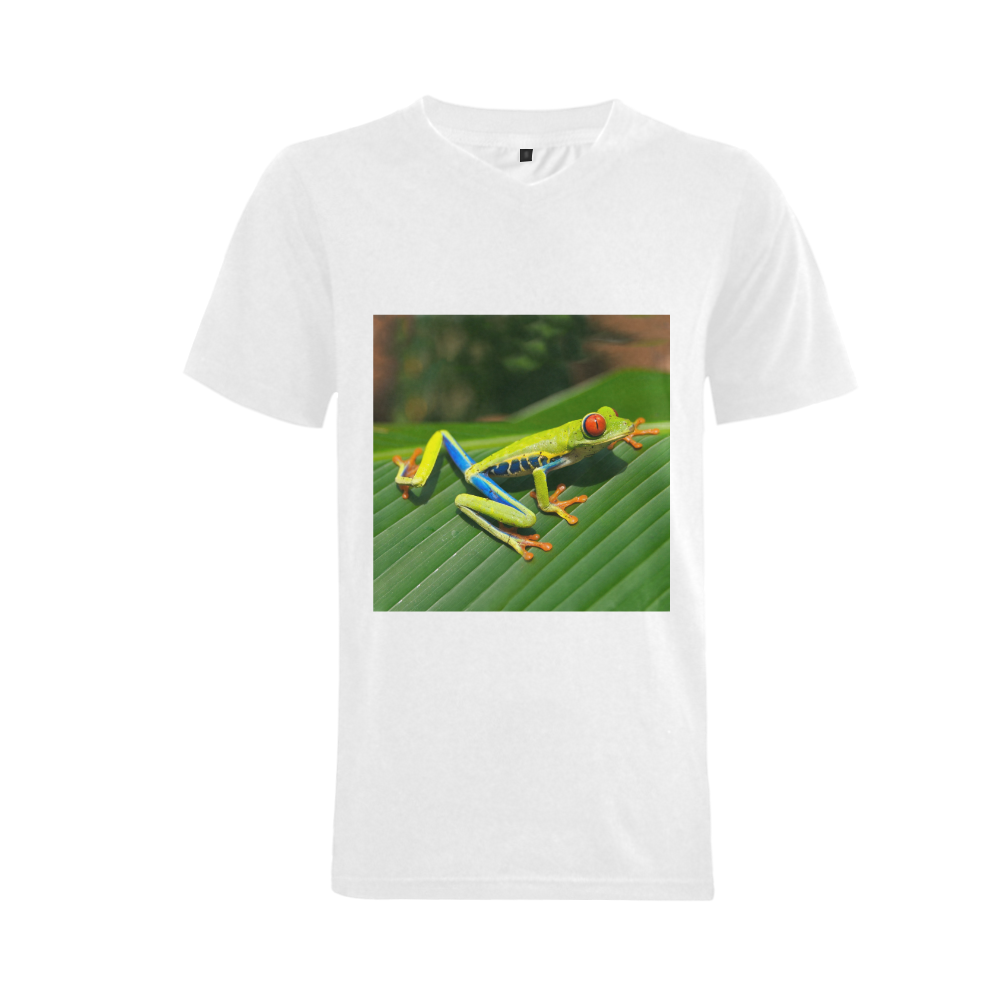 Green Red-Eyed Tree Frog - Tropical Rainforest Animal Men's V-Neck T-shirt  Big Size(USA Size) (Model T10)