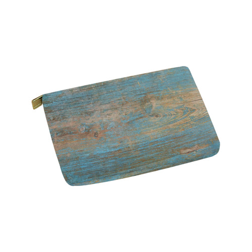 Rustic Wood  Blue Weathered Peeling Paint Carry-All Pouch 9.5''x6''