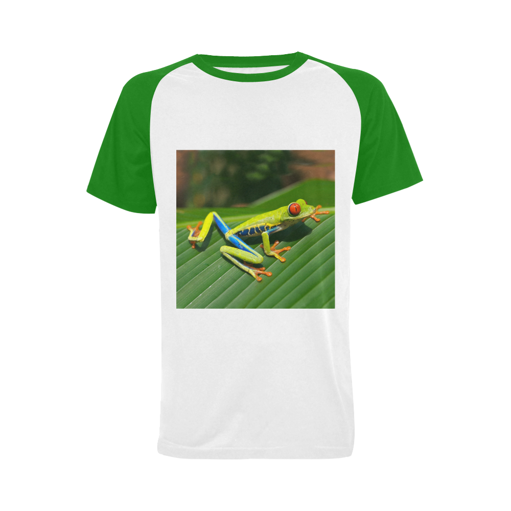 Green Red-Eyed Tree Frog - Tropical Rainforest Animal Men's Raglan T-shirt Big Size (USA Size) (Model T11)