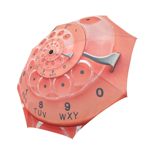 Peach Vintage Retro Spiral Rotary Dial Droste Auto-Foldable Umbrella (Model U04)
