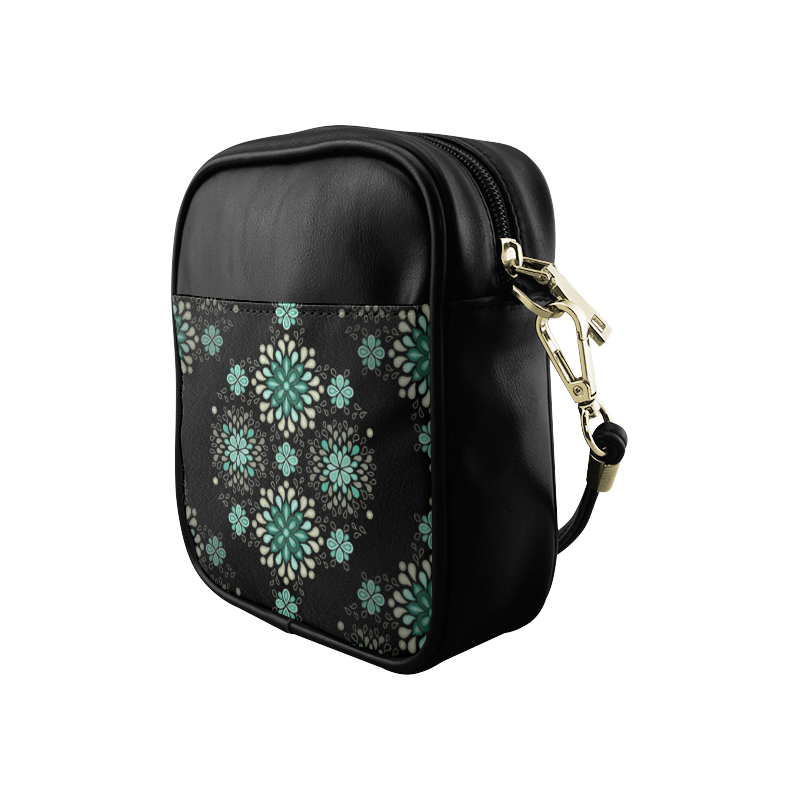 Green on black, seamless pattern with atmosphere Sling Bag (Model 1627)