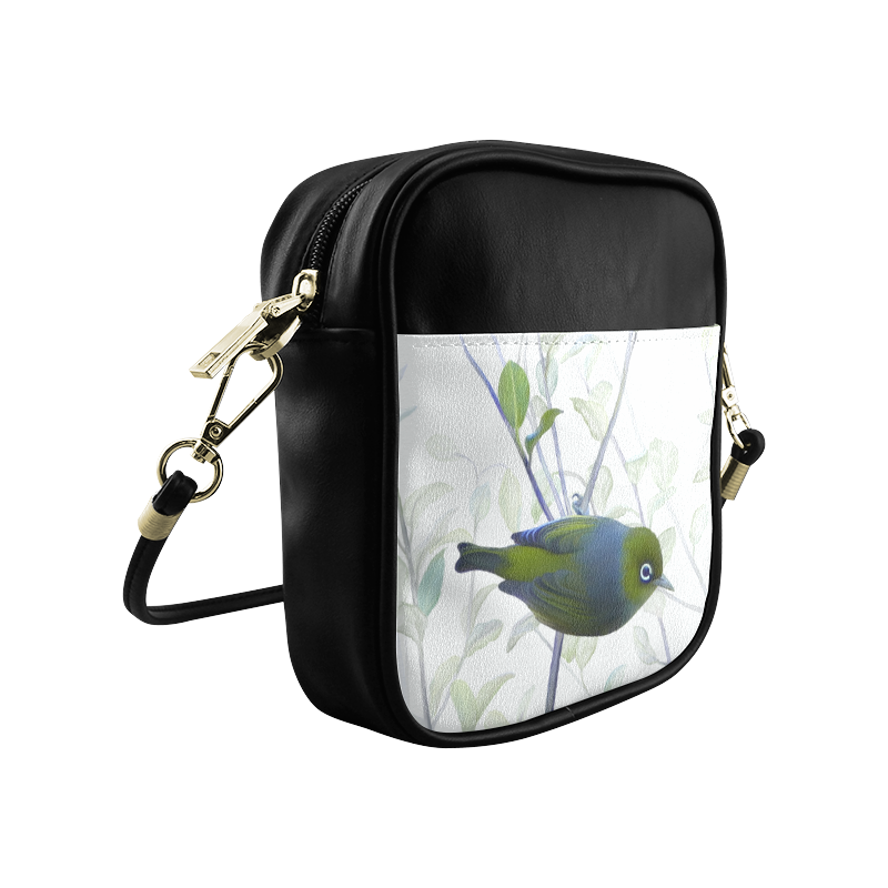 Silvereye, bird in tree, watercolor Sling Bag (Model 1627)