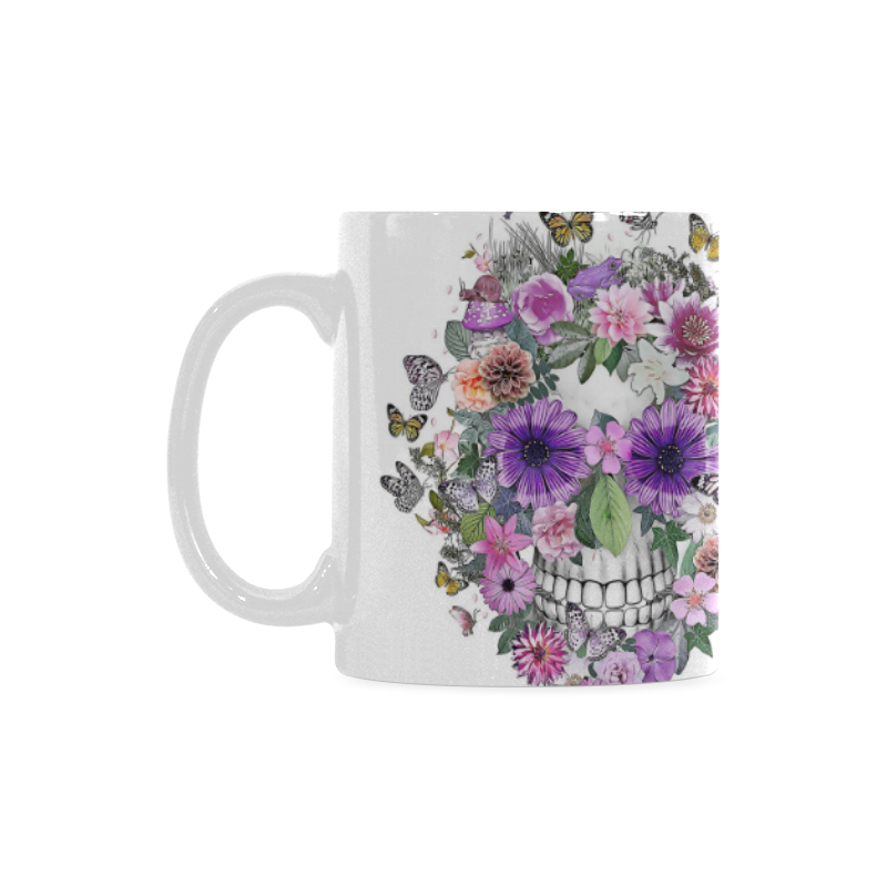 flower skull pink, orange,violett White Mug(11OZ)