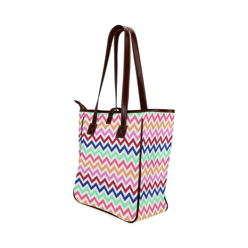 Multicolor CHEVRONS Pattern Pink Turquoise Coral Blue Red Classic Tote Bag (Model 1644)