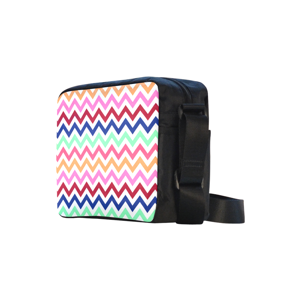 Multicolor CHEVRONS Pattern Pink Turquoise Coral Blue Red Classic Cross-body Nylon Bags (Model 1632)