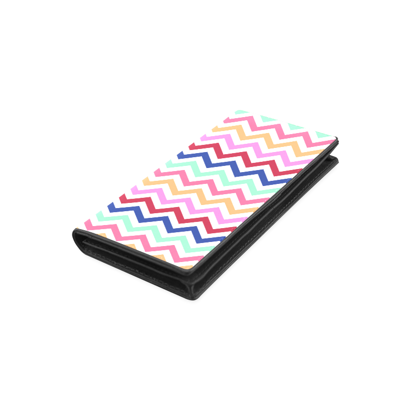 Multicolor CHEVRONS Pattern Pink Turquoise Coral Blue Red Women's Leather Wallet (Model 1611)
