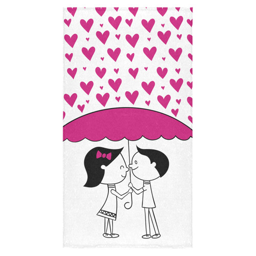 Romantic Couple With Hearts Bath Towel 30"x56"