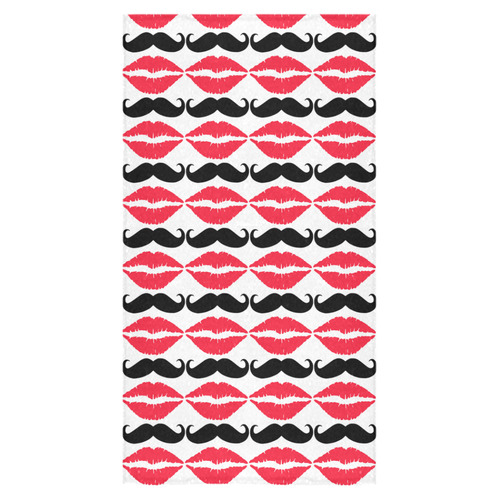 Red and Black Hipster Mustache and Lips Bath Towel 30"x56"