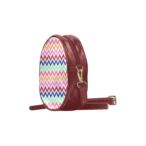 Multicolor CHEVRONS Pattern Pink Turquoise Coral Blue Red Round Sling Bag (Model 1647)