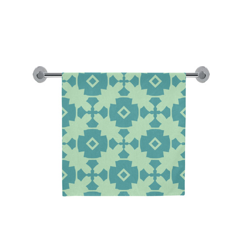 Teal Mint Geometric Tile Pattern Bath Towel 30"x56"