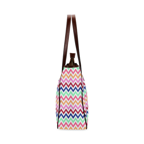 Multicolor CHEVRONS Pattern Pink Turquoise Coral Blue Red Classic Tote Bag (Model 1644)