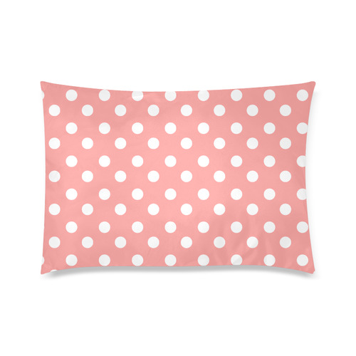 Coral Pink Polka Dots Custom Zippered Pillow Case 20"x30"(Twin Sides)