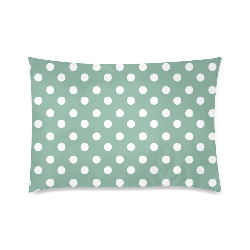 Mint Polka Dots Custom Zippered Pillow Case 20"x30"(Twin Sides)