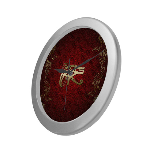 The all seeing eye in gold and red Silver Color Wall Clock