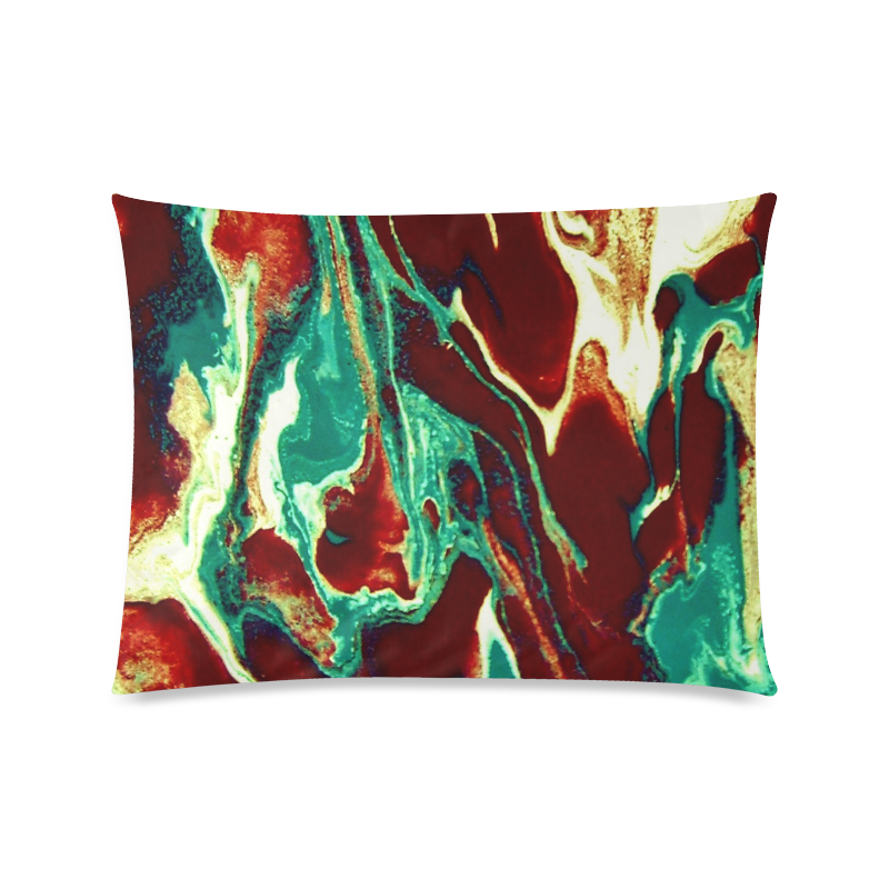 Gold Green Brown Marbling Custom Picture Pillow Case 20"x26" (one side)
