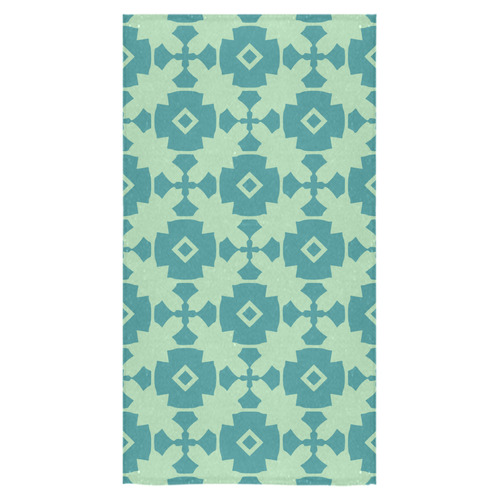 Teal Mint Geometric Tile Pattern Bath Towel 30"x56"