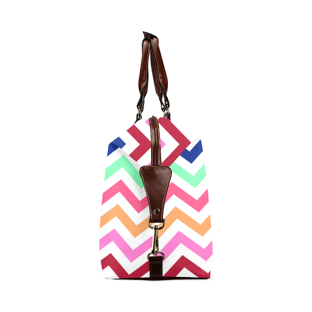 Multicolor CHEVRONS Pattern Pink Turquoise Coral Blue Red Classic Travel Bag (Model 1643) Remake