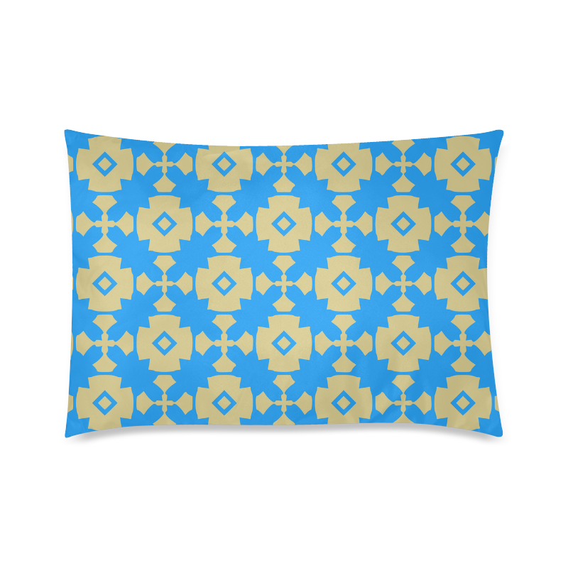 Blue Gold Geometric Custom Zippered Pillow Case 20"x30"(Twin Sides)