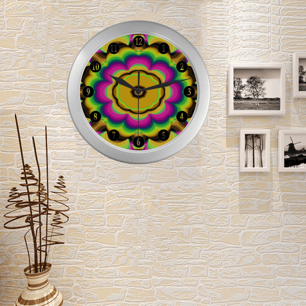 Kalidoscope Silver Color Wall Clock