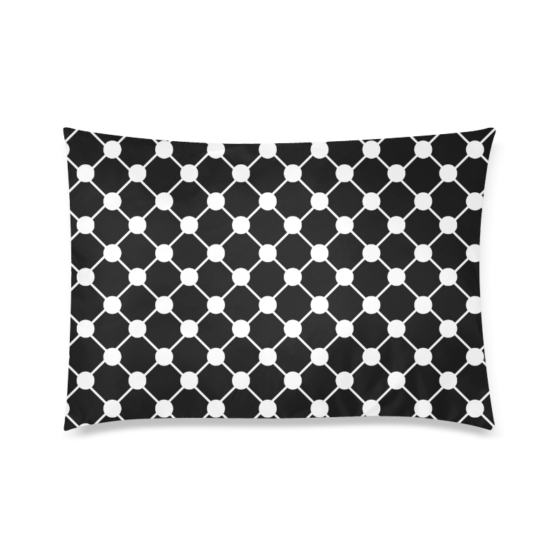 Black and White Trellis Dots Custom Zippered Pillow Case 20"x30"(Twin Sides)