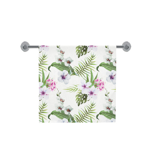 Tropical Hibiscus and Palm Leaves Bath Towel 30"x56"
