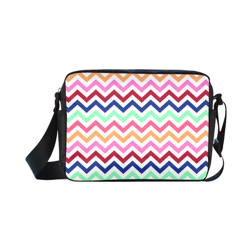 Multicolor CHEVRONS Pattern Pink Turquoise Coral Blue Red Classic Cross-body Nylon Bags (Model 1632)
