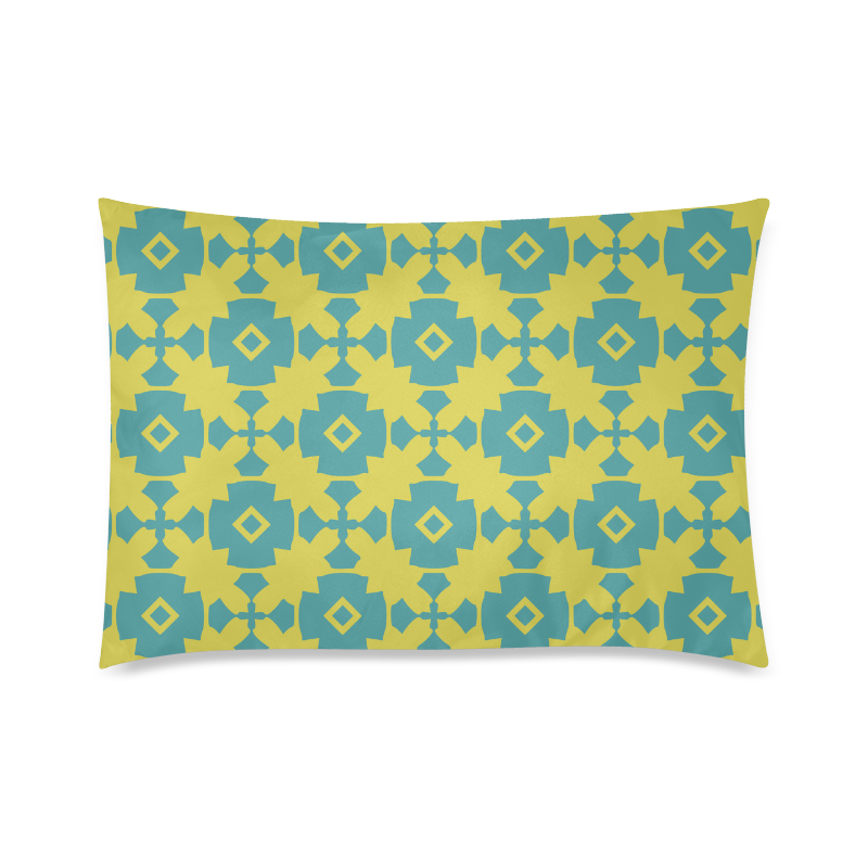 Yellow Teal Geometric Tile Pattern Custom Zippered Pillow Case 20"x30"(Twin Sides)