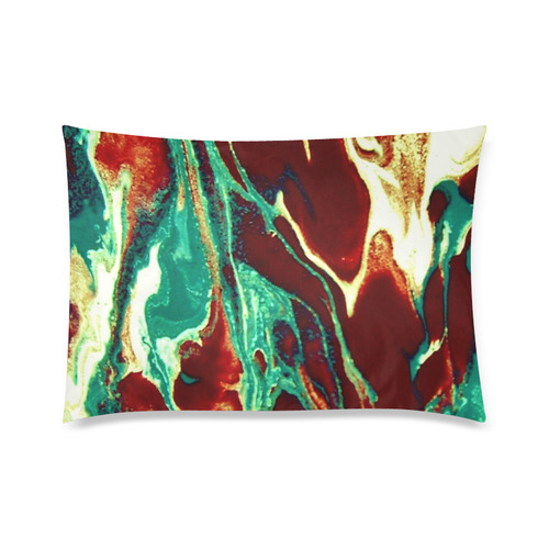 Gold Green Brown Marbling Custom Zippered Pillow Case 20"x30" (one side)