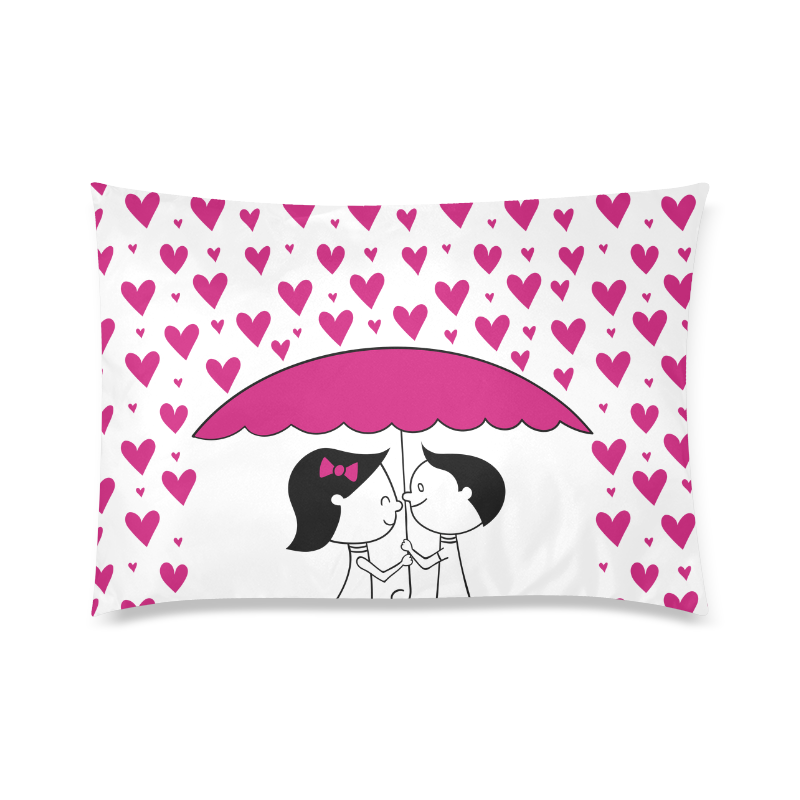 Romantic Couple With Hearts Custom Zippered Pillow Case 20"x30"(Twin Sides)
