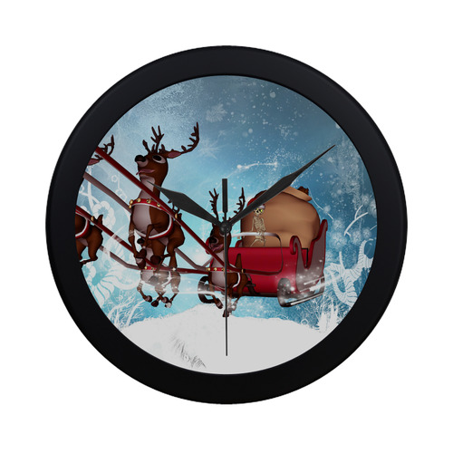 Christmas, funny skeleton with reindeer Circular Plastic Wall clock