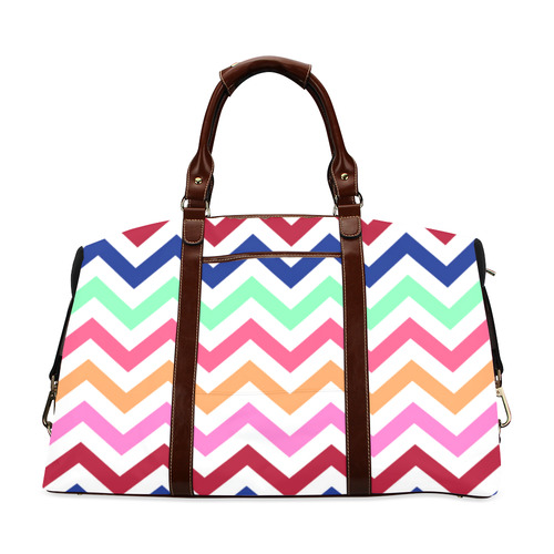 Multicolor CHEVRONS Pattern Pink Turquoise Coral Blue Red Classic Travel Bag (Model 1643) Remake