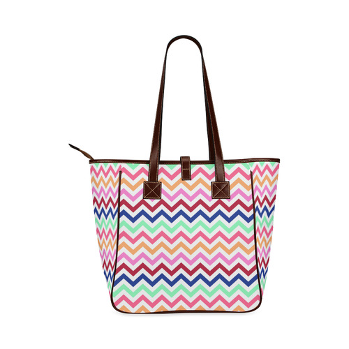 Multicolor CHEVRONS Pattern Pink Turquoise Coral Blue Red Classic Tote Bag (Model 1644)