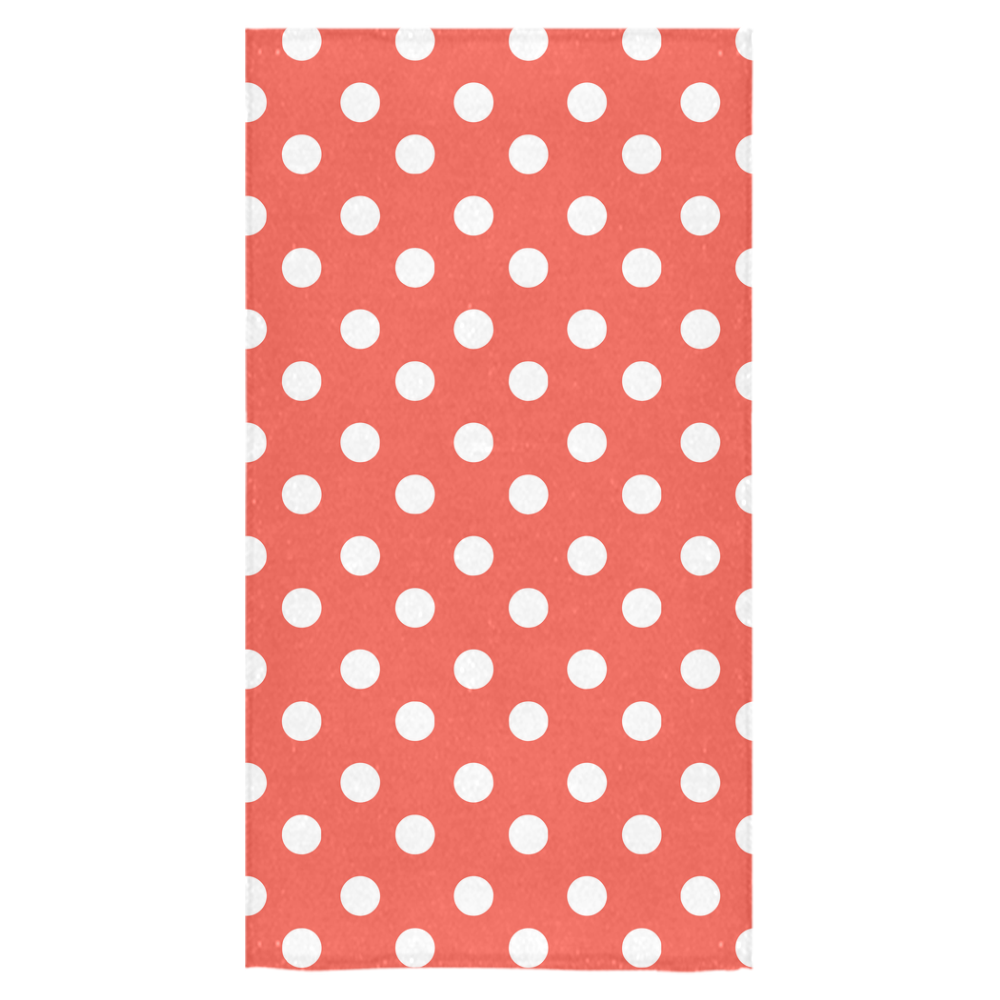 Orange Red Polka Dots Bath Towel 30"x56"