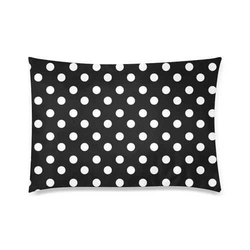 Black Polka Dots Custom Zippered Pillow Case 20"x30"(Twin Sides)