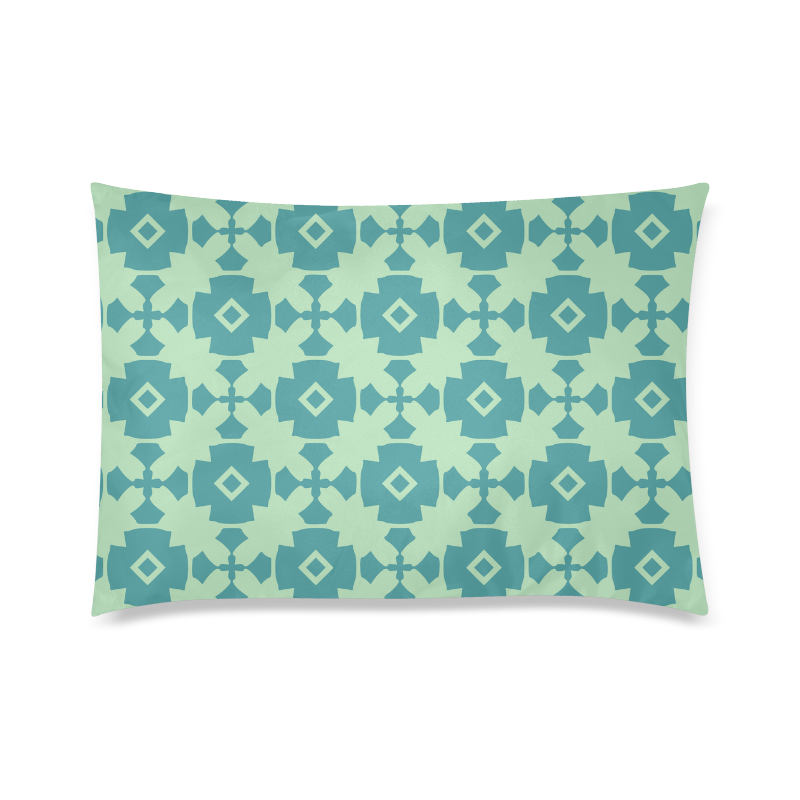 Teal Mint Geometric Tile Pattern Custom Zippered Pillow Case 20"x30"(Twin Sides)