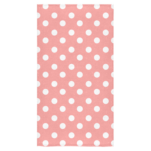Coral Pink Polka Dots Bath Towel 30"x56"
