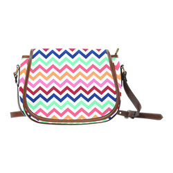 Multicolor CHEVRONS Pattern Pink Turquoise Coral Blue Red Saddle Bag/Small (Model 1649) Full Customization