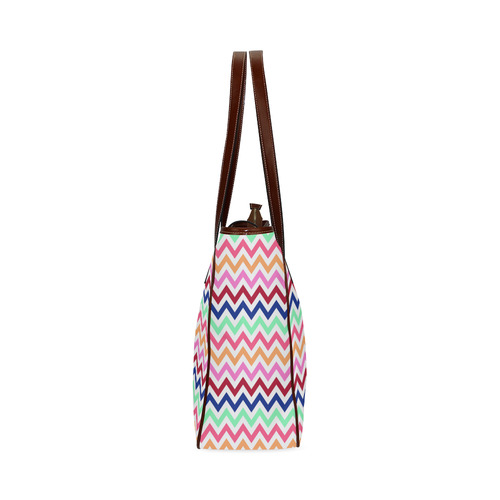 Multicolor CHEVRONS Pattern Pink Turquoise Coral Blue Red Classic Tote Bag (Model 1644)