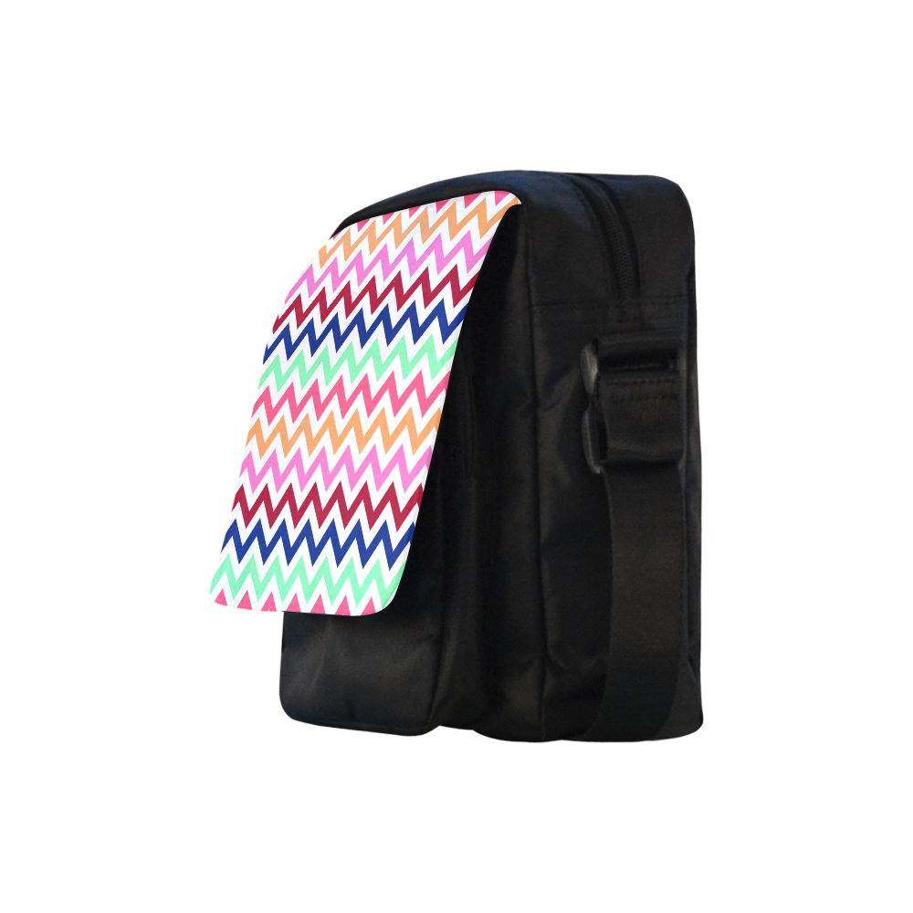 Multicolor CHEVRONS Pattern Pink Turquoise Coral Blue Red Crossbody Nylon Bags (Model 1633)