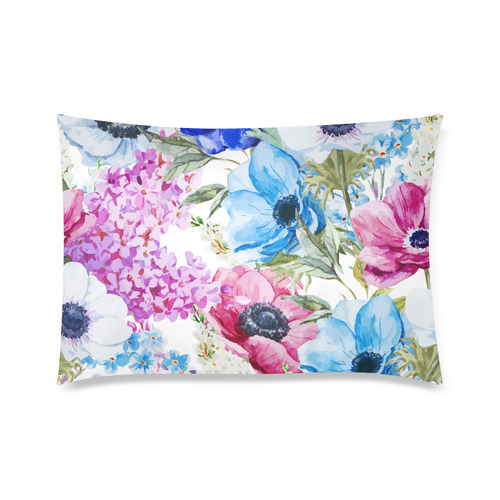 Watercolor Floral Pattern Custom Zippered Pillow Case 20"x30"(Twin Sides)
