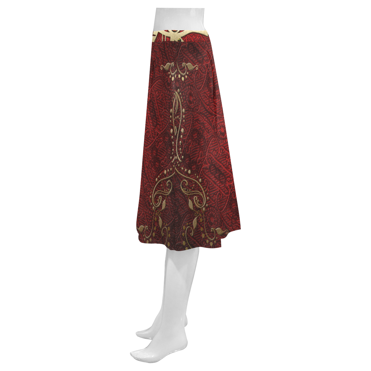 The all seeing eye in gold and red Mnemosyne Women's Crepe Skirt (Model D16)