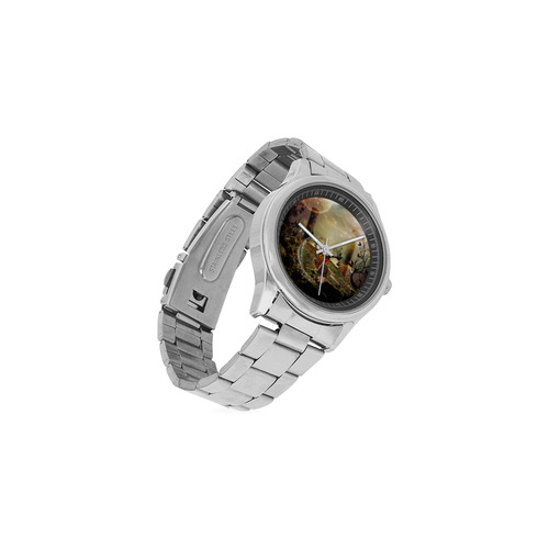 Cute little fairy with dragon Men's Stainless Steel Watch(Model 104)