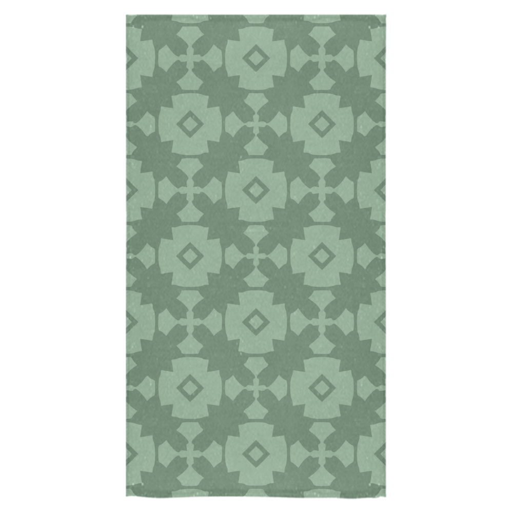 Green Geometric Tile Pattern Bath Towel 30"x56"