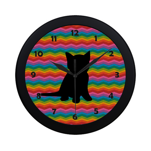 Lovely Kitten Shape Circular Plastic Wall clock
