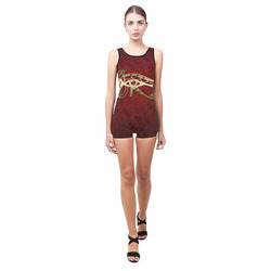 The all seeing eye in gold and red Classic One Piece Swimwear (Model S03)