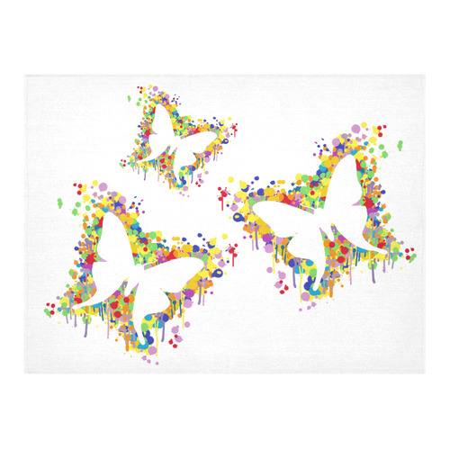 Dancing Butterfly Splash Cotton Linen Tablecloth 52"x 70"