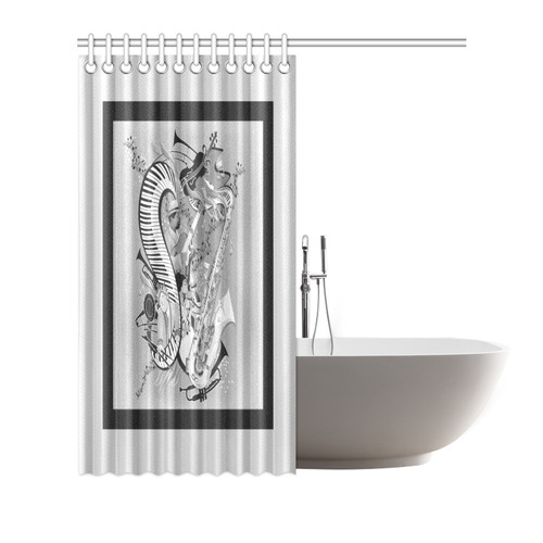 Black and White Jazz Music Decor by Juleez Shower Curtain 72"x72"