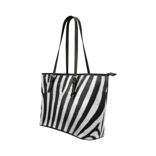 Zebra Stripes Nature Pattern Leather Tote Bag/Large (Model 1651)