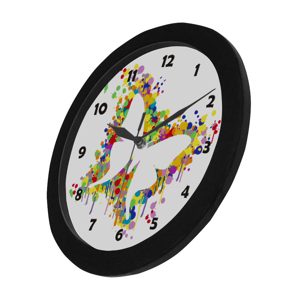 Dancing Butterfly Splash Circular Plastic Wall clock