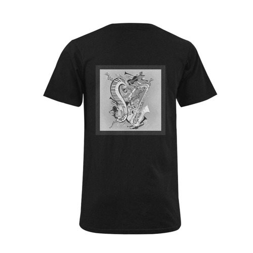 Funky Jazz Music Ink Design Men's V-Neck T-shirt  Big Size(USA Size) (Model T10)